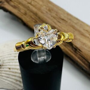 Gold Plated Sterling Silver Claddagh Ring, Irish Ring, Friendship Ring